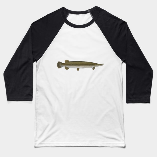 Alligator Gar Baseball T-Shirt by FishFolkArt
